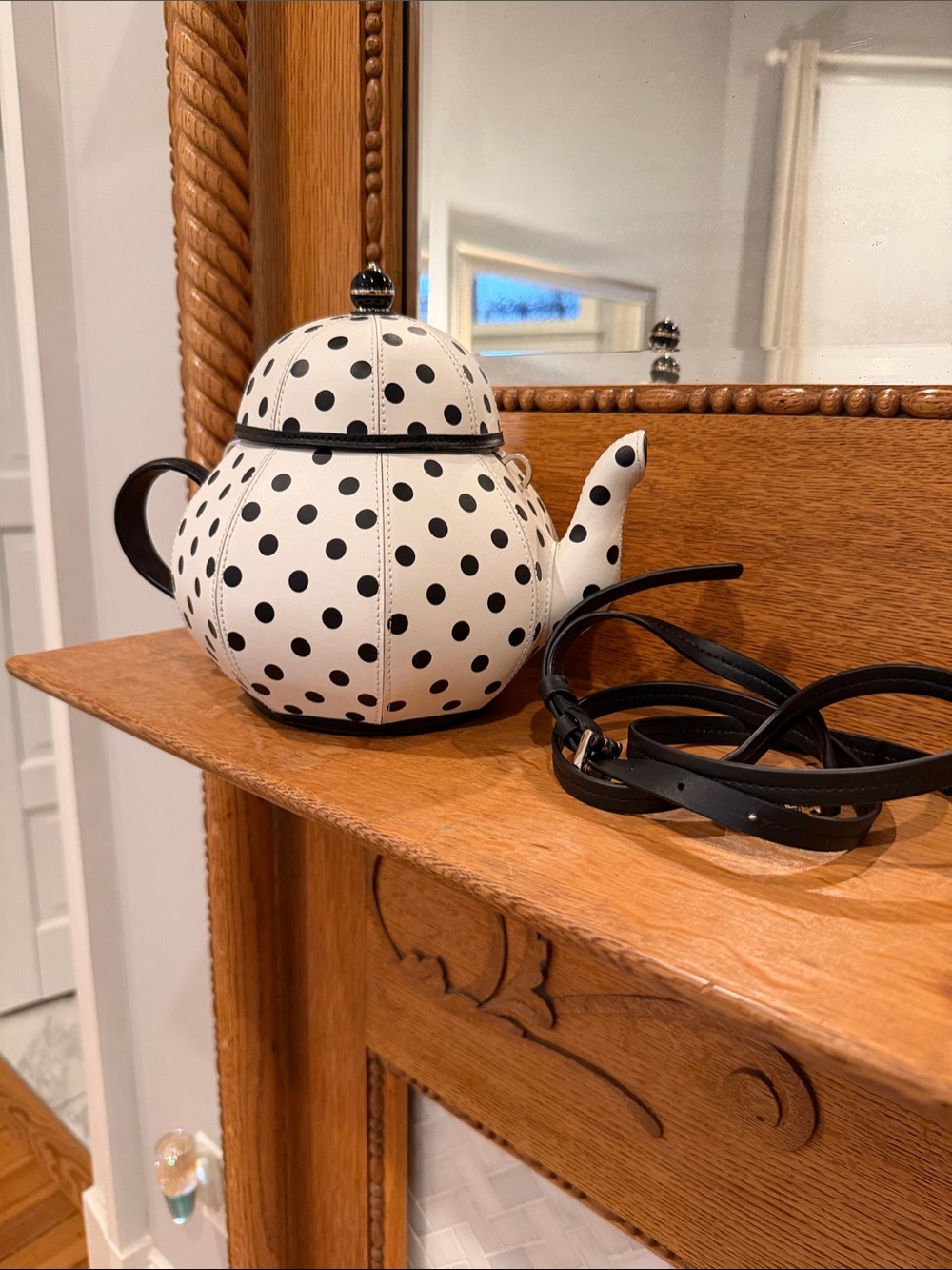 kate spade White and Black Polka Dot Mini Bag